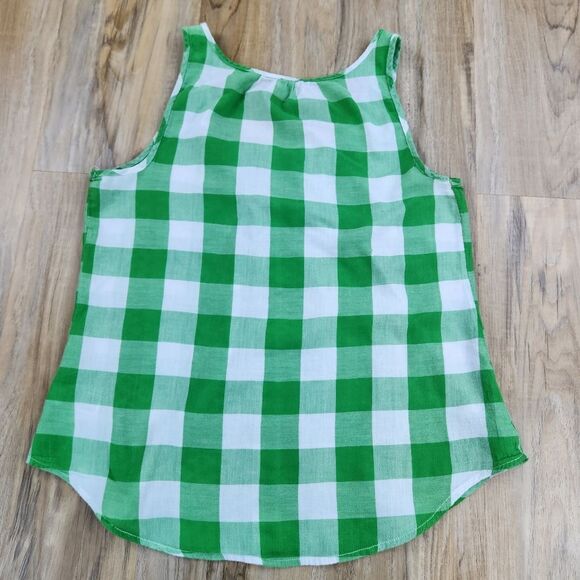 🍑Old Navy Green Checkered Buttoned Sleeveless Top Large - Picture 2 of 11